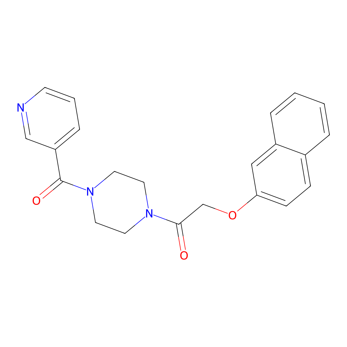 2-(Naphthalen-2-yloxy)-1-[4-(pyridine-3-carbonyl)-piperazin-1-yl]-ethanone molecular structure, CAS 333756-62-0