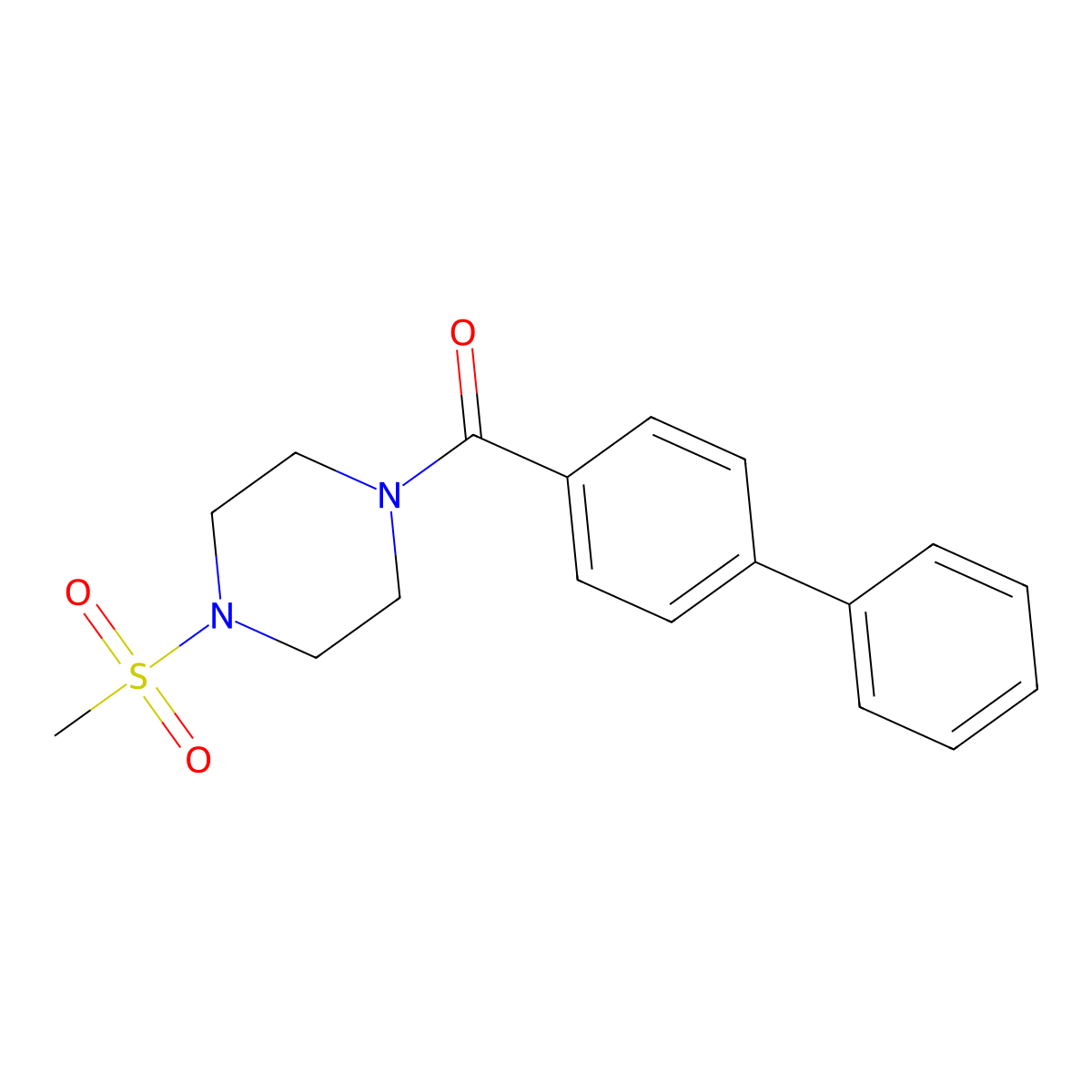 Biphenyl-4-yl[4-(methylsulfonyl)piperazin-1-yl]methanone molecular structure, CAS 333756-65-3
