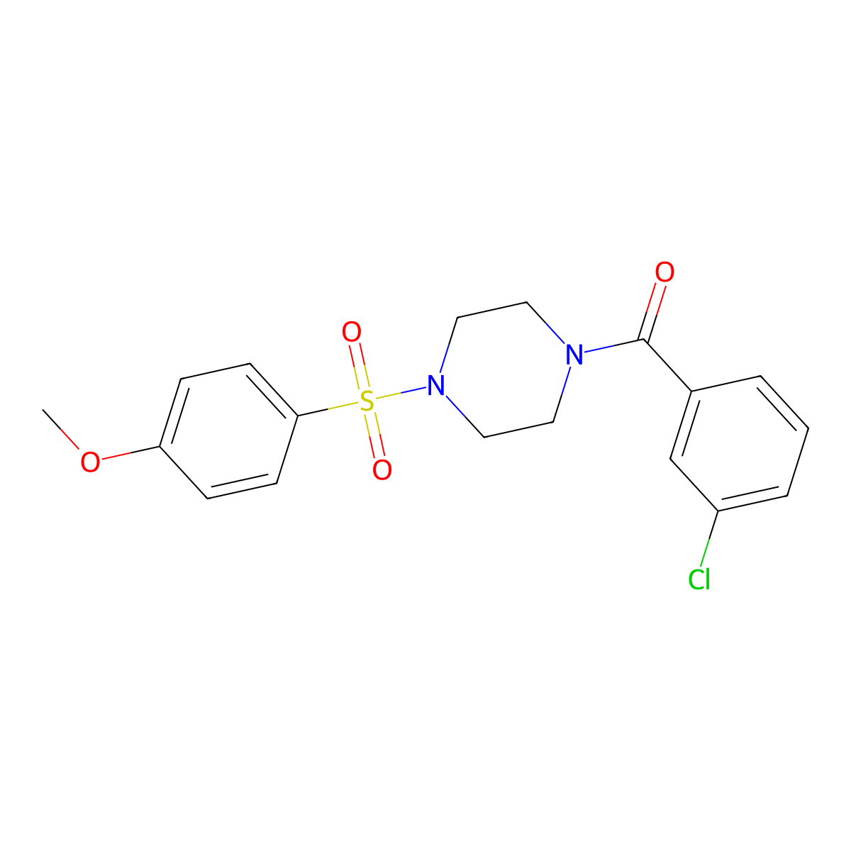 1-(3-Chlorobenzoyl)-4-[(4-methoxyphenyl)sulfonyl]piperazine molecular structure, CAS 333756-66-4