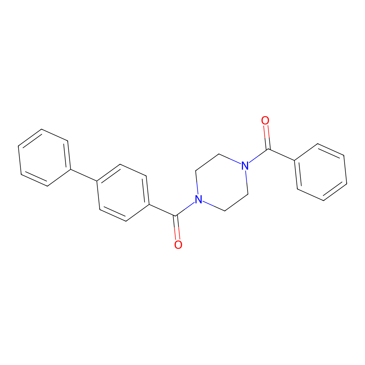 Biphenyl-4-yl[4-(phenylcarbonyl)piperazin-1-yl]methanone molecular structure, CAS 333756-69-7