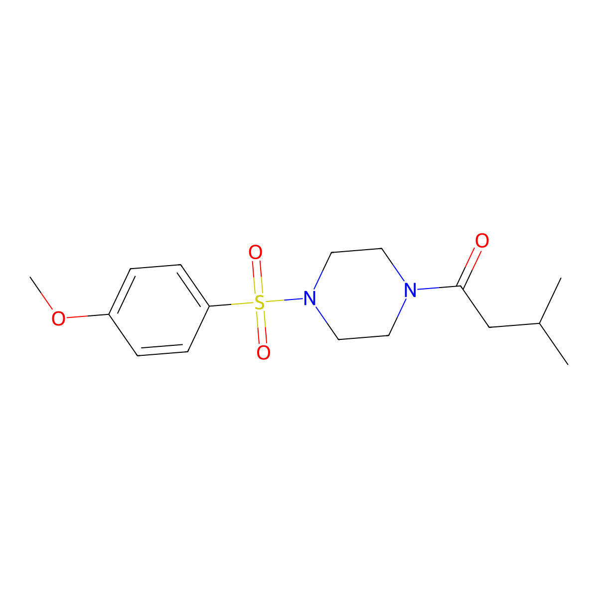 1-[4-(4-Methoxyphenyl)sulfonylpiperazin-1-yl]-3-methylbutan-1-one molecular structure, CAS 333756-74-4