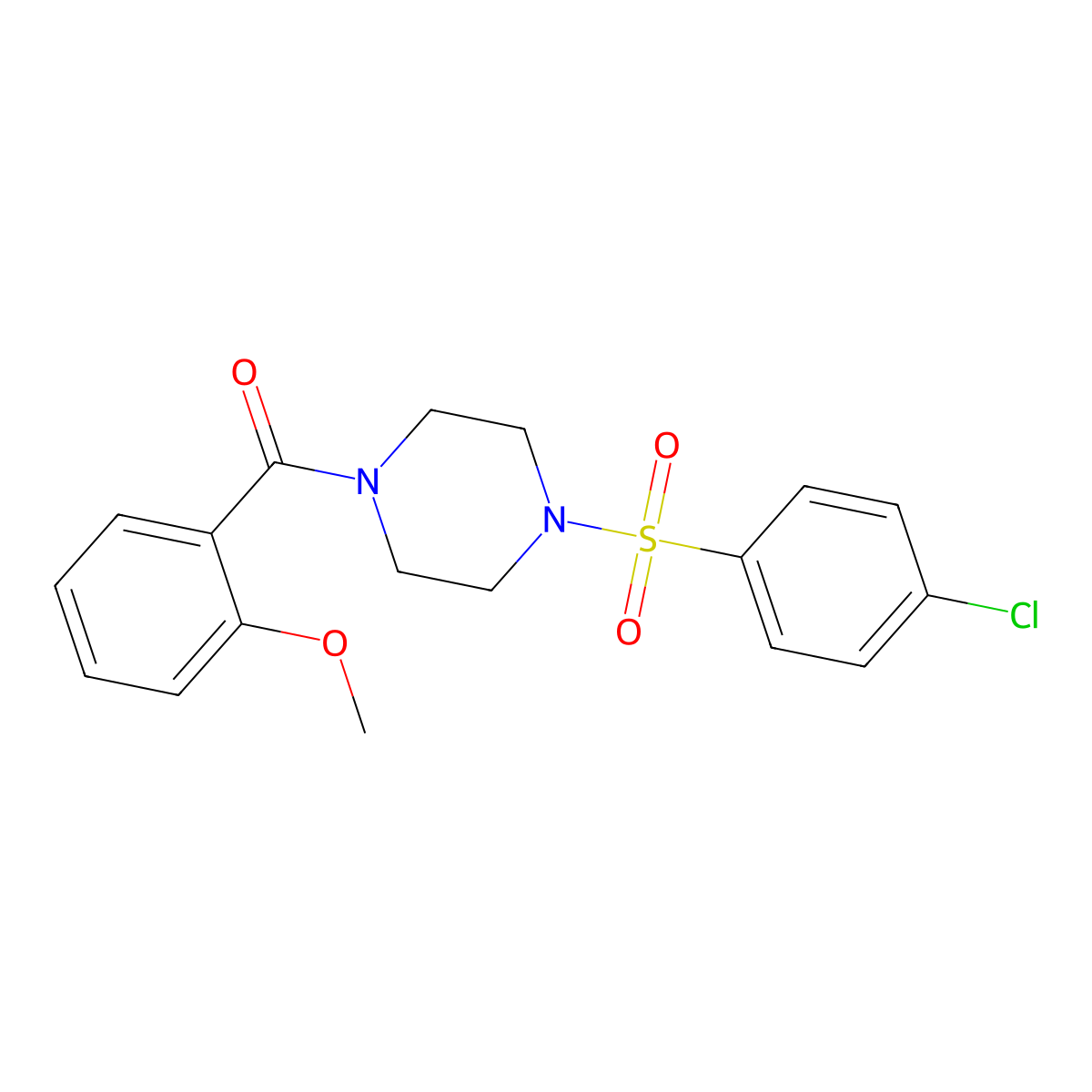 {4-[(4-Chlorophenyl)sulfonyl]piperazin-1-yl}(2-methoxyphenyl)methanone molecular structure, CAS 333756-77-7