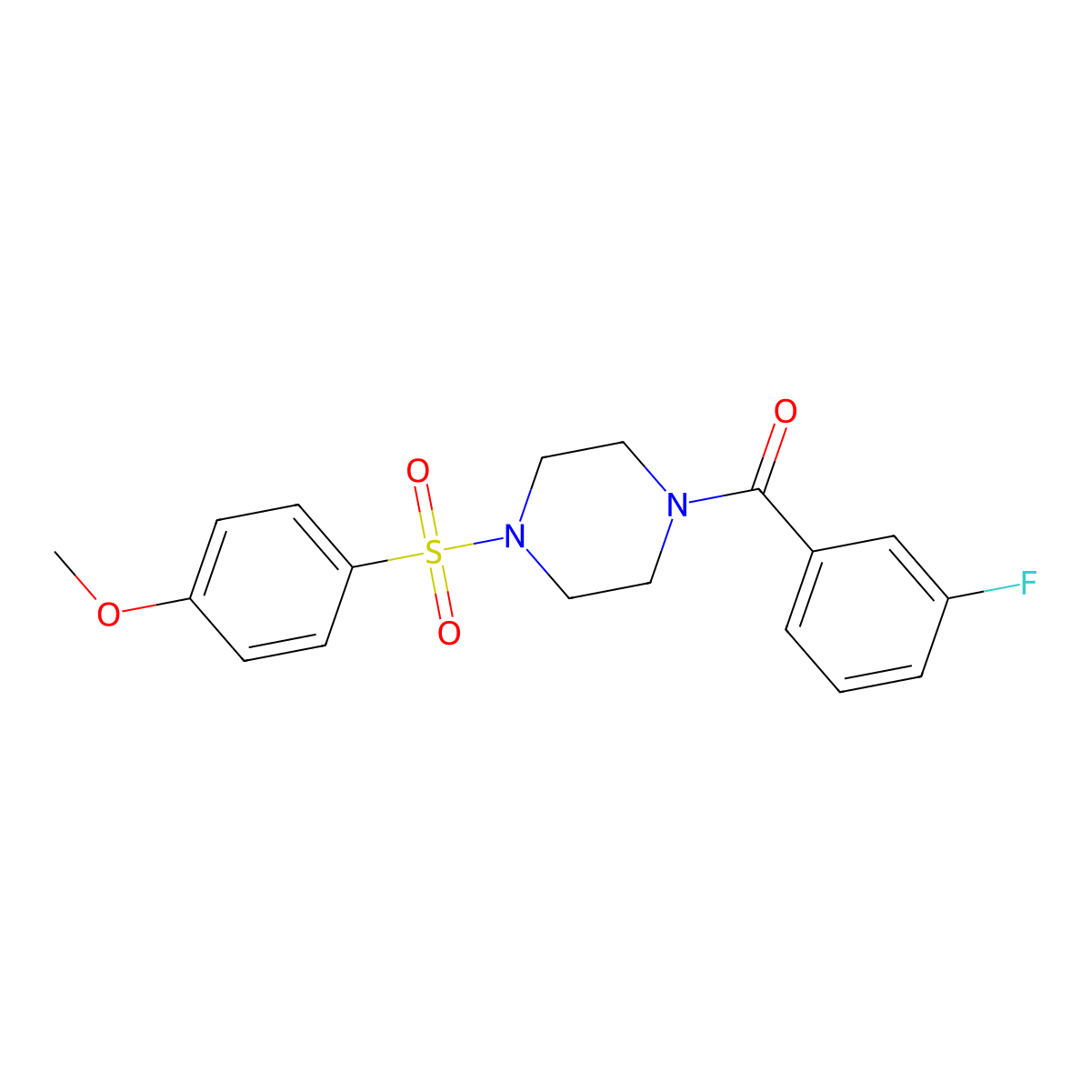 (3-Fluoro-phenyl)-[4-(4-methoxy-benzenesulfonyl)-piperazin-1-yl]-methanone molecular structure, CAS 333756-78-8