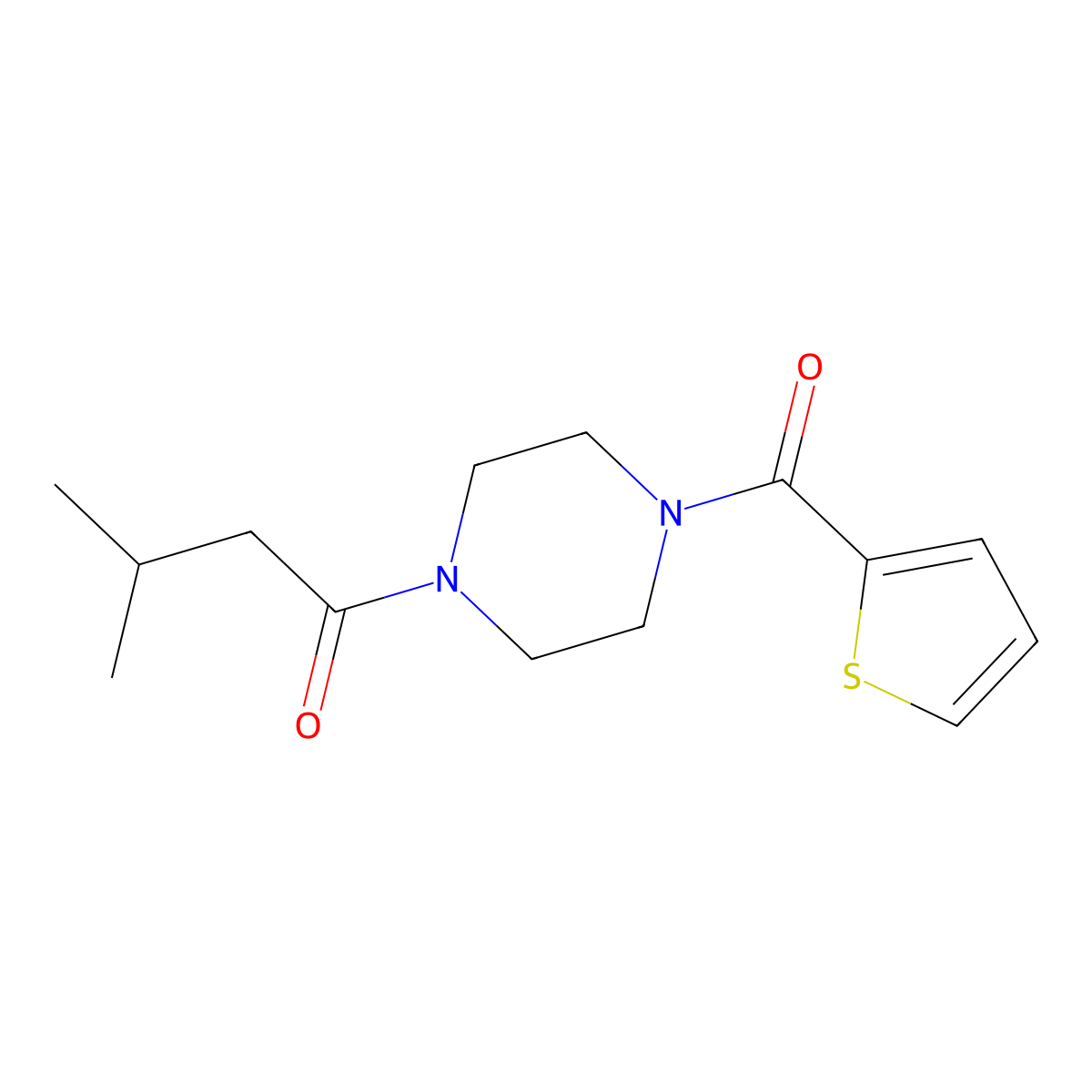 1-(3-Methylbutanoyl)-4-(2-thienylcarbonyl)piperazine molecular structure, CAS 333756-79-9