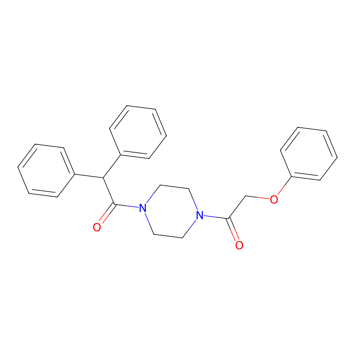 1-(Diphenylacetyl)-4-(phenoxyacetyl)piperazine molecular structure, CAS 333756-89-1