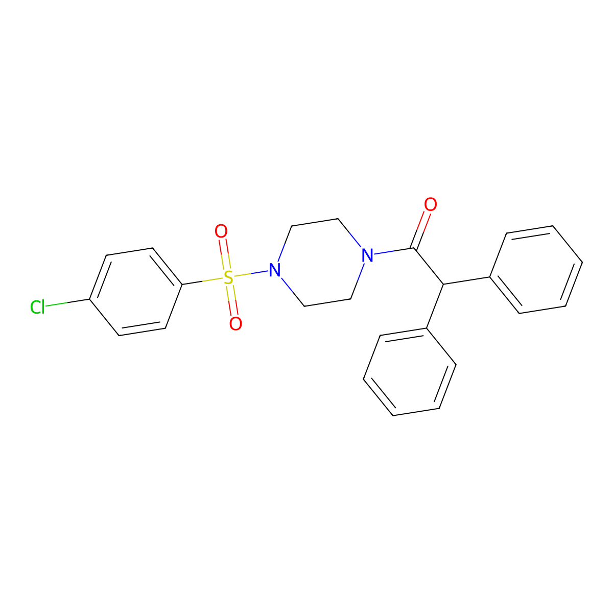 1-[(4-Chlorophenyl)sulfonyl]-4-(diphenylacetyl)piperazine molecular structure, CAS 333756-90-4