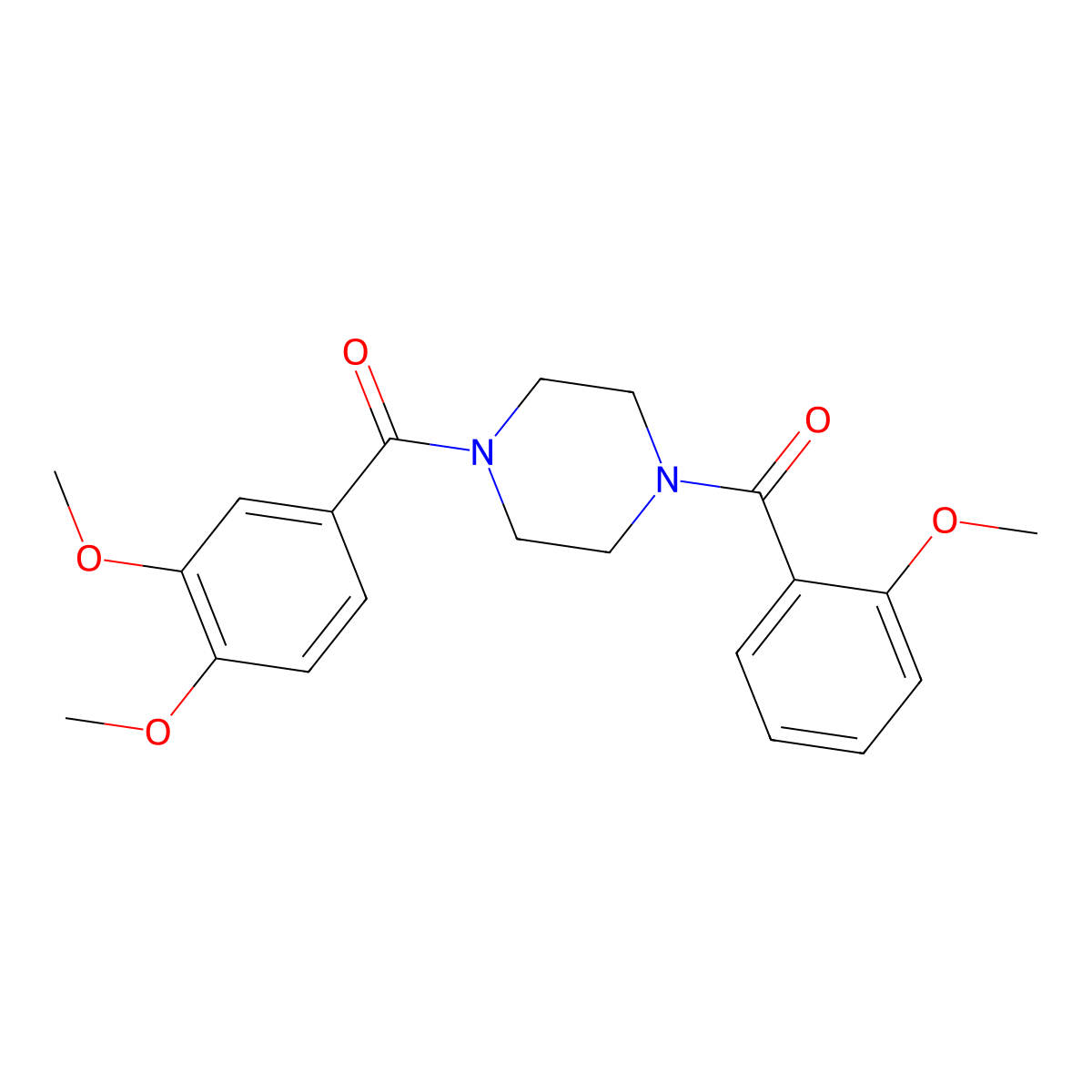 1-(3,4-Dimethoxybenzoyl)-4-(2-methoxybenzoyl)piperazine molecular structure, CAS 333756-99-3