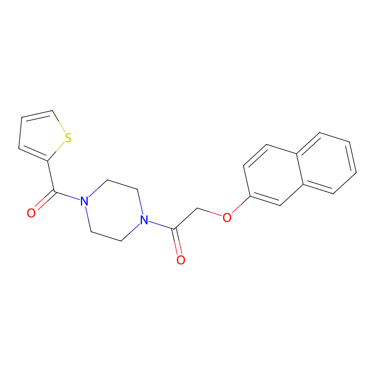 2-(Naphthalen-2-yloxy)-1-[4-(thiophene-2-carbonyl)-piperazin-1-yl]-ethanone molecular structure, CAS 333757-00-9