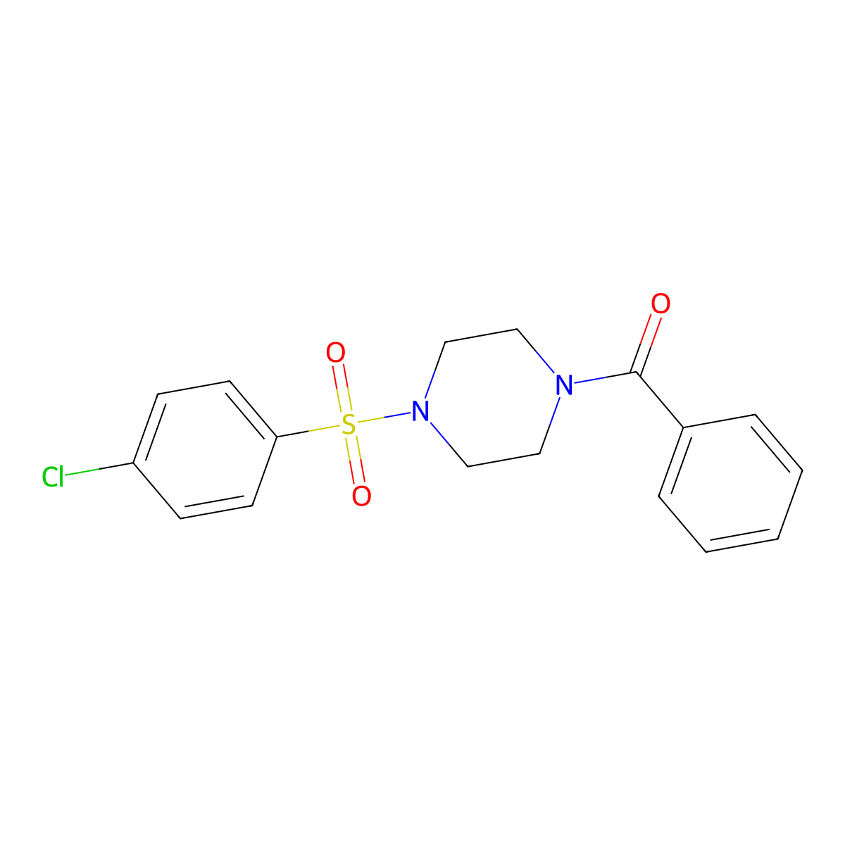 {4-[(4-Chlorophenyl)sulfonyl]piperazino}(phenyl)methanone molecular structure, CAS 333757-02-1