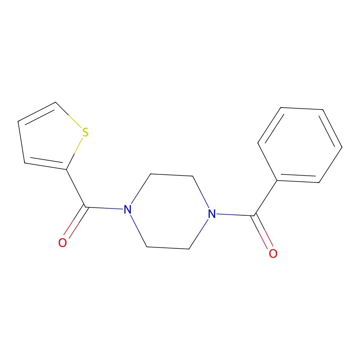 Piperazine, 1-benzoyl-4-(2-thienylcarbonyl)- molecular structure, CAS 333757-03-2