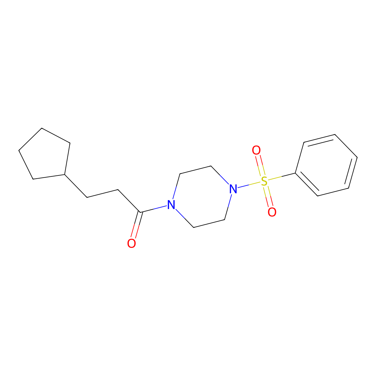 1-(3-Cyclopentylpropanoyl)-4-(phenylsulfonyl)piperazine molecular structure, CAS 333757-07-6
