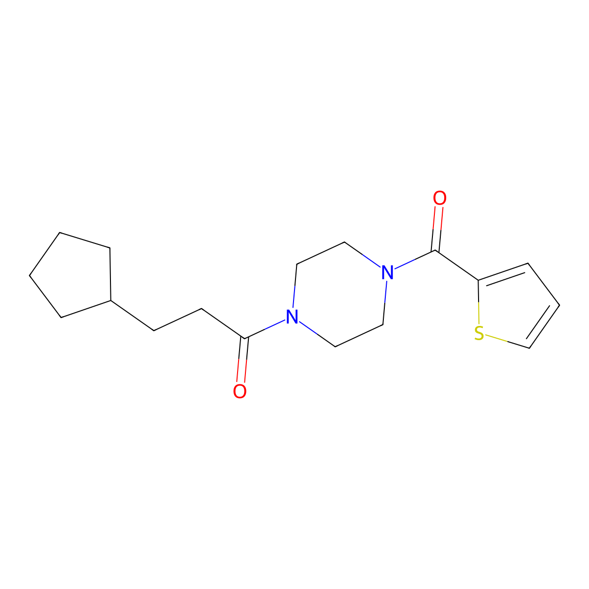 3-Cyclopentyl-1-[4-(thiophene-2-carbonyl)piperazin-1-yl]propan-1-one molecular structure, CAS 333757-09-8