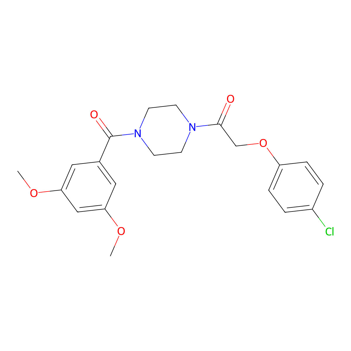 1-[(4-Chlorophenoxy)acetyl]-4-(3,5-dimethoxybenzoyl)piperazine molecular structure, CAS 333757-14-5