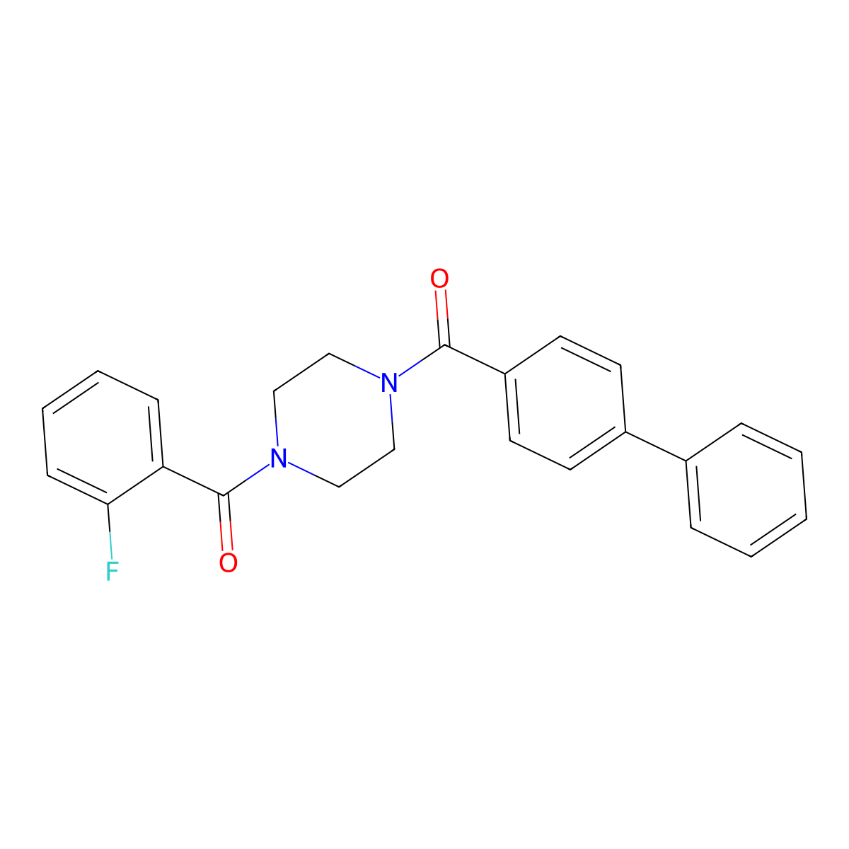 Biphenyl-4-yl{4-[(2-fluorophenyl)carbonyl]piperazin-1-yl}methanone molecular structure, CAS 333757-15-6