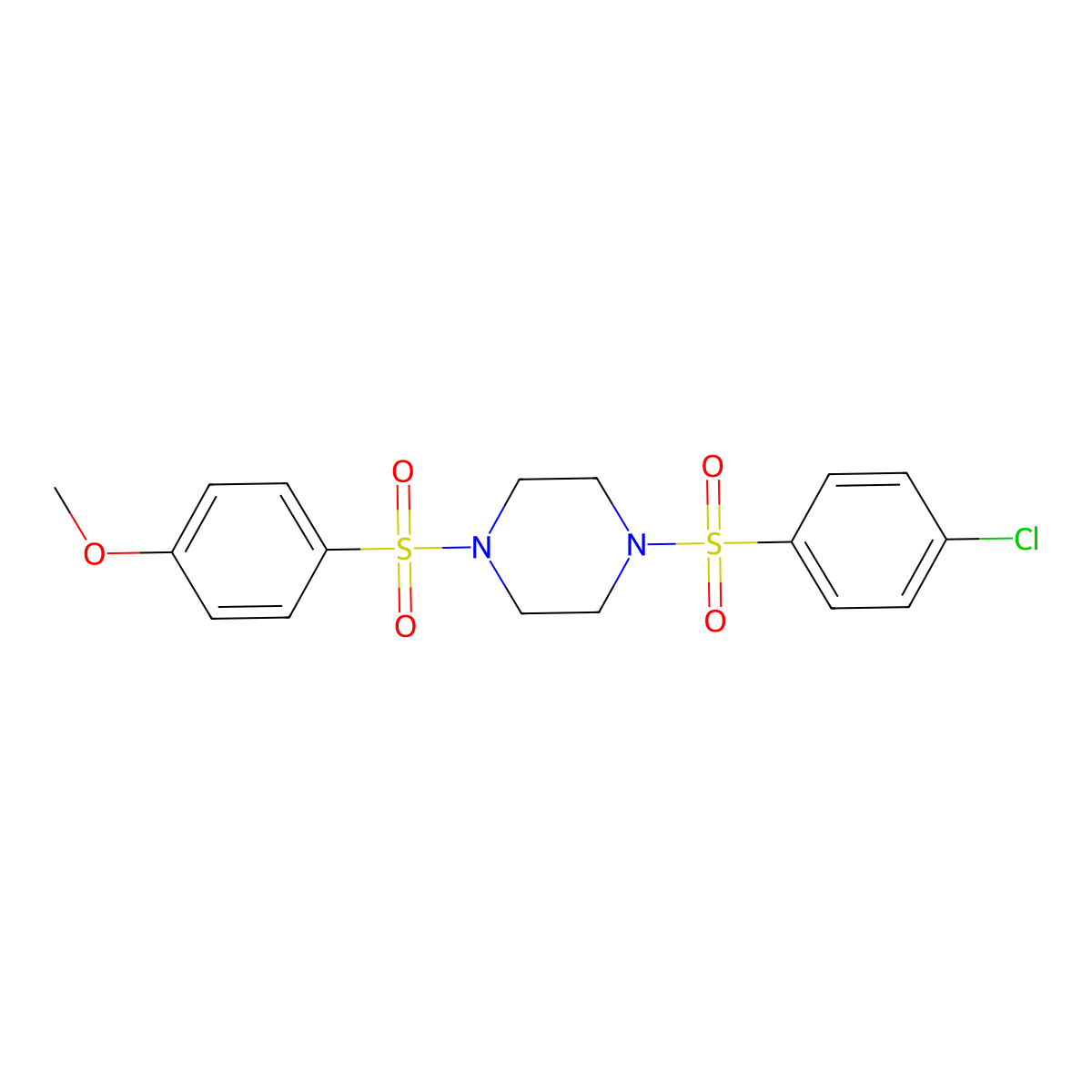 1-[(4-Chlorophenyl)sulfonyl]-4-[(4-methoxyphenyl)sulfonyl]piperazine molecular structure, CAS 333757-17-8