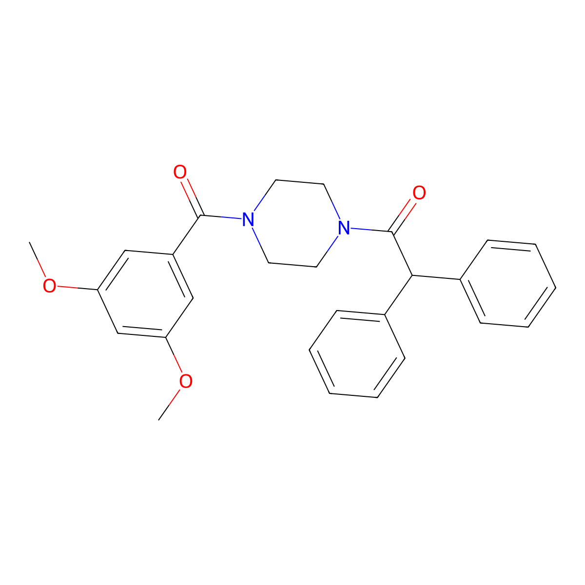1-[4-(3,5-Dimethoxy-benzoyl)-piperazin-1-yl]-2,2-diphenyl-ethanone molecular structure, CAS 333757-20-3