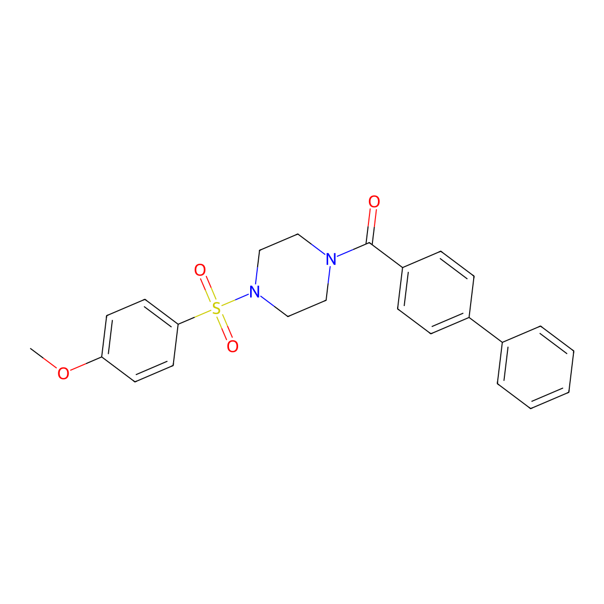 Biphenyl-4-yl-[4-(4-methoxy-benzenesulfonyl)-piperazin-1-yl]-methanone molecular structure, CAS 333757-22-5