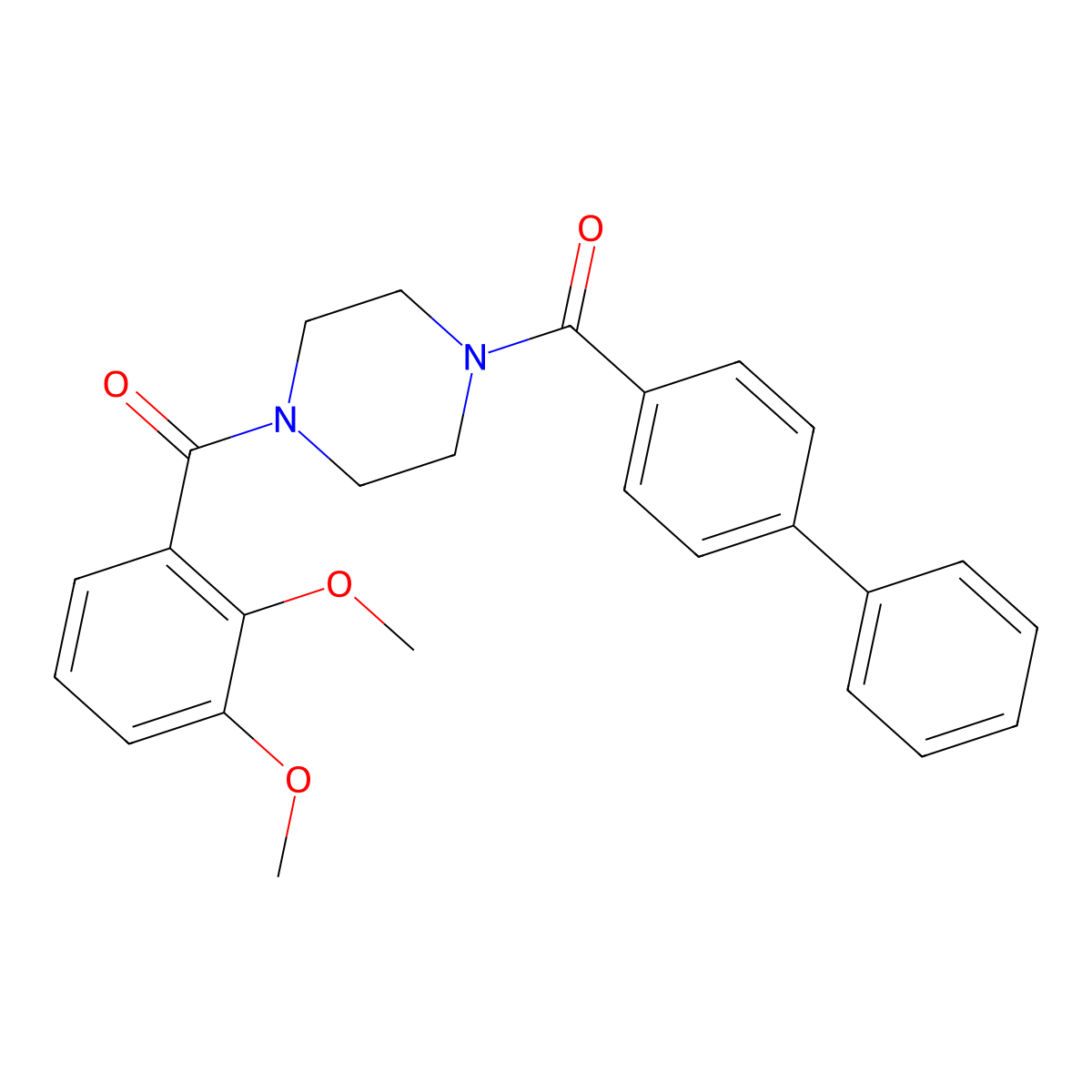 Biphenyl-4-yl{4-[(2,3-dimethoxyphenyl)carbonyl]piperazin-1-yl}methanone molecular structure, CAS 333757-25-8