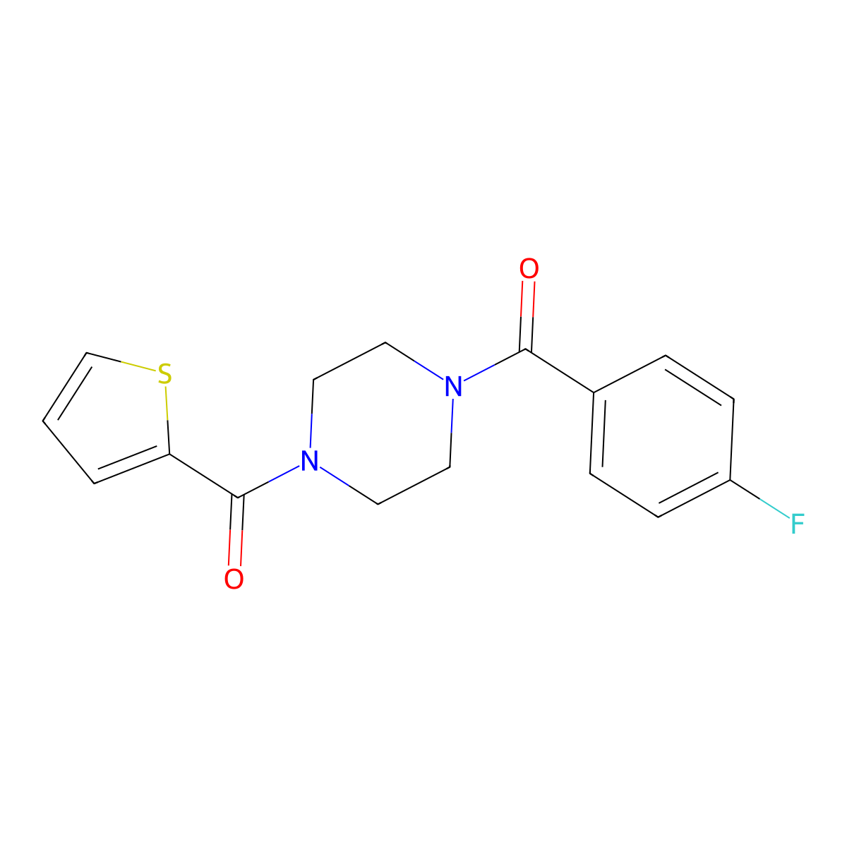 (4-Fluorophenyl)-[4-(thiophene-2-carbonyl)piperazin-1-yl]methanone molecular structure, CAS 333757-28-1