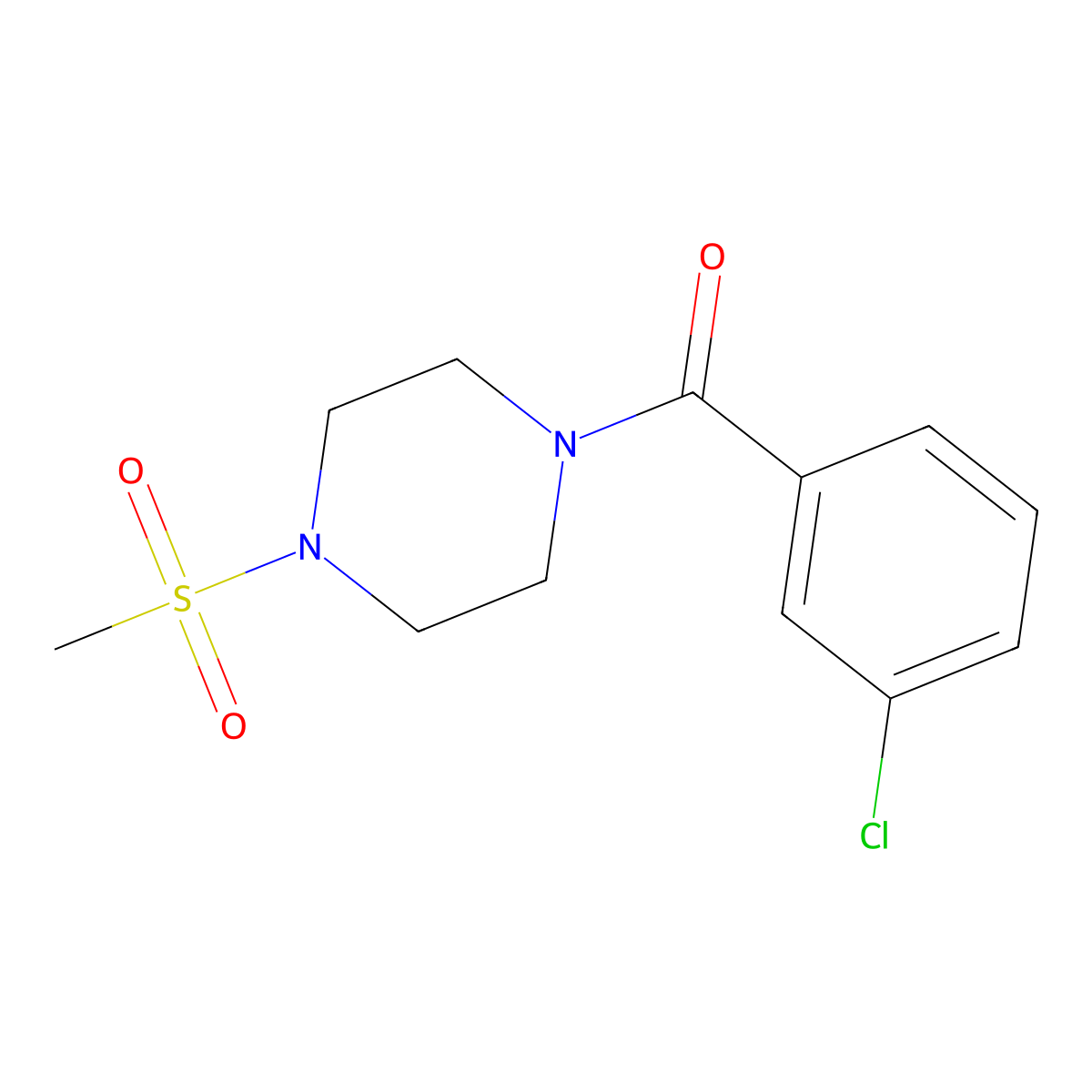 (3-Chlorophenyl)-(4-methylsulfonylpiperazin-1-yl)methanone molecular structure, CAS 333757-30-5