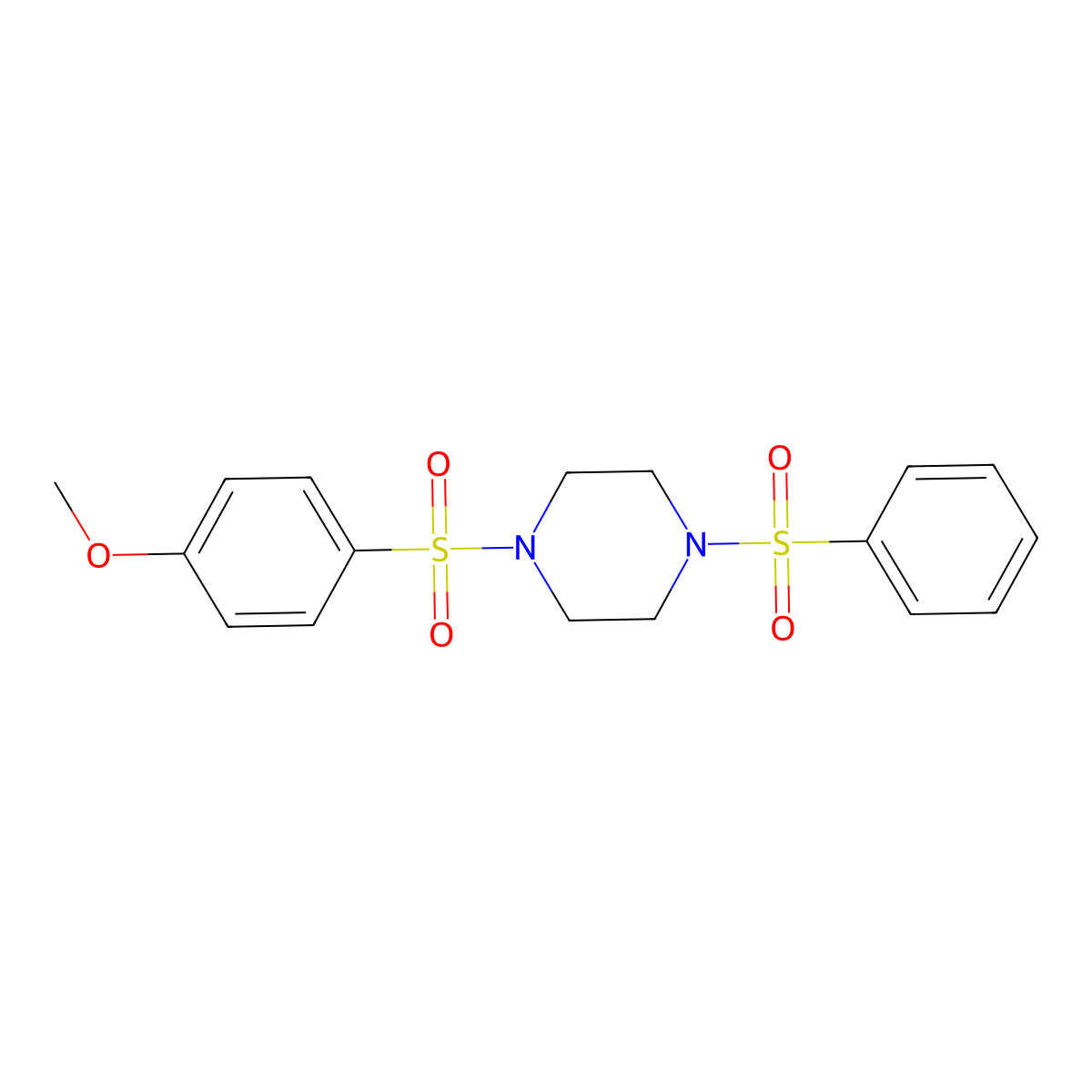 1-Benzenesulfonyl-4-(4-methoxy-benzenesulfonyl)-piperazine molecular structure, CAS 333757-33-8