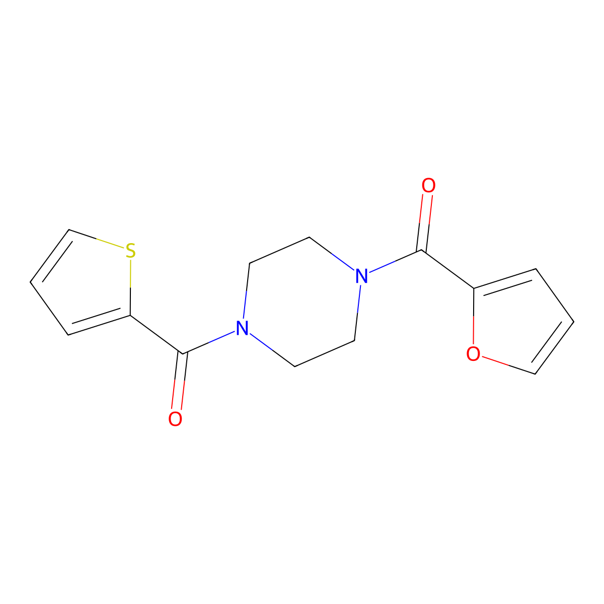 4-(2-Furylcarbonyl)piperazinyl 2-thienyl ketone molecular structure, CAS 333757-39-4