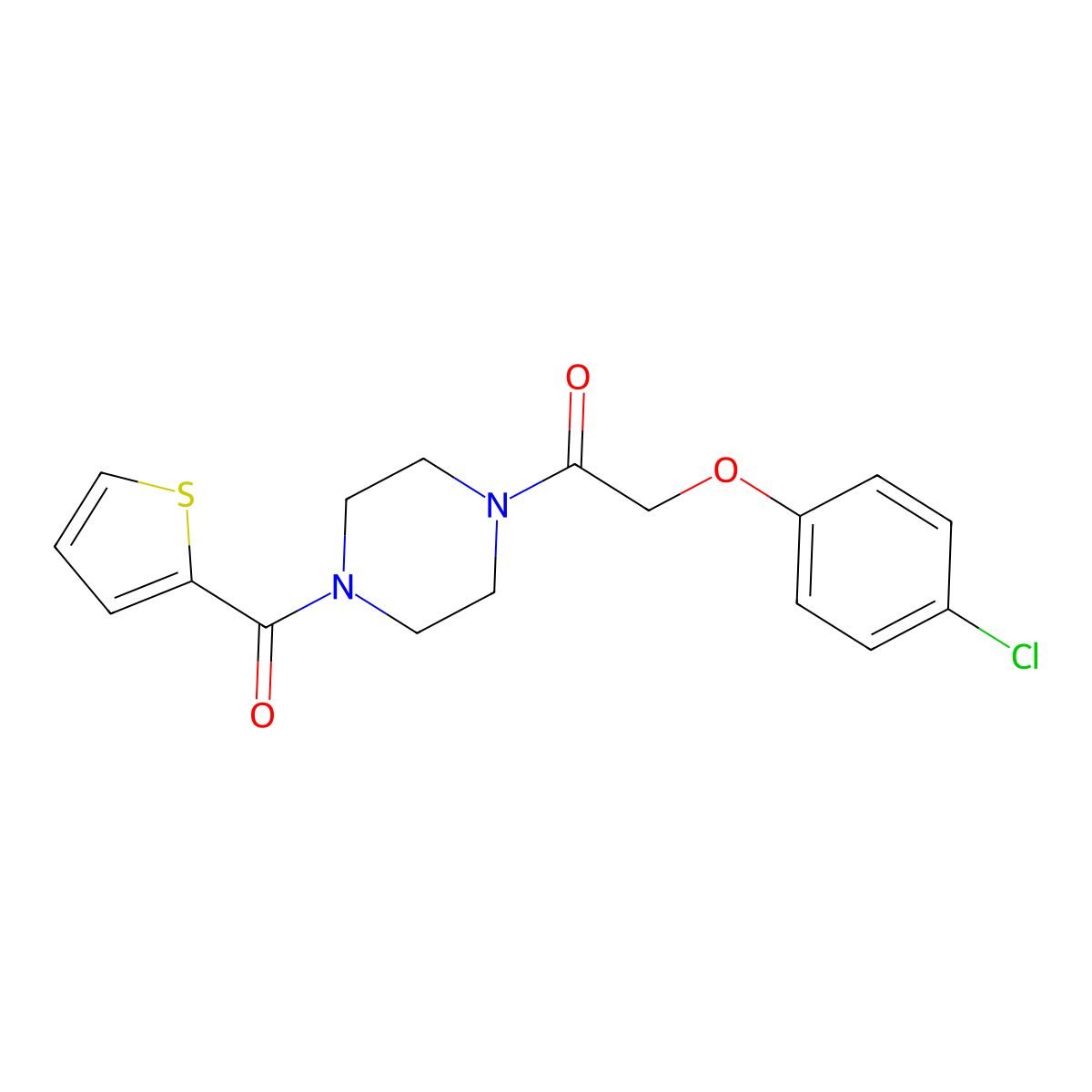 1-[(4-Chlorophenoxy)acetyl]-4-(2-thienylcarbonyl)piperazine molecular structure, CAS 333757-40-7