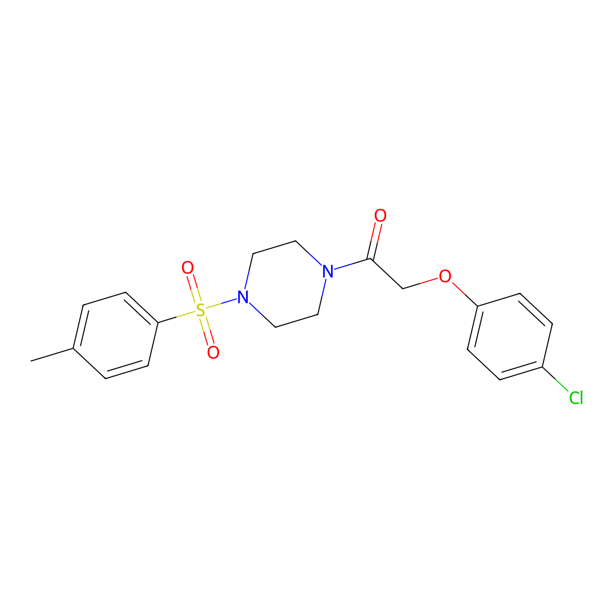 2-(4-Chlorophenoxy)-1-{4-[(4-methylphenyl)sulfonyl]piperazin-1-yl}ethanone molecular structure, CAS 333757-43-0