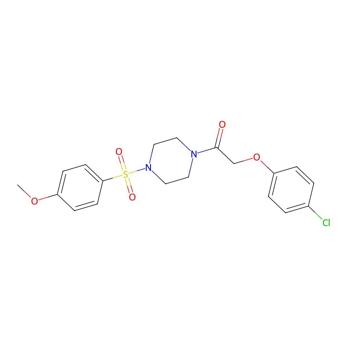 1-[(4-Chlorophenoxy)acetyl]-4-[(4-methoxyphenyl)sulfonyl]piperazine molecular structure, CAS 333757-59-8