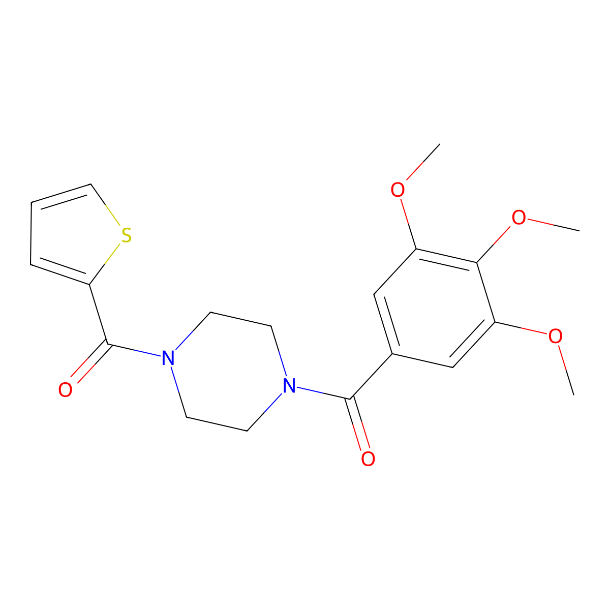 [4-(Thiophene-2-carbonyl)-piperazin-1-yl]-(3,4,5-trimethoxy-phenyl)-methanone molecular structure, CAS 333757-64-5