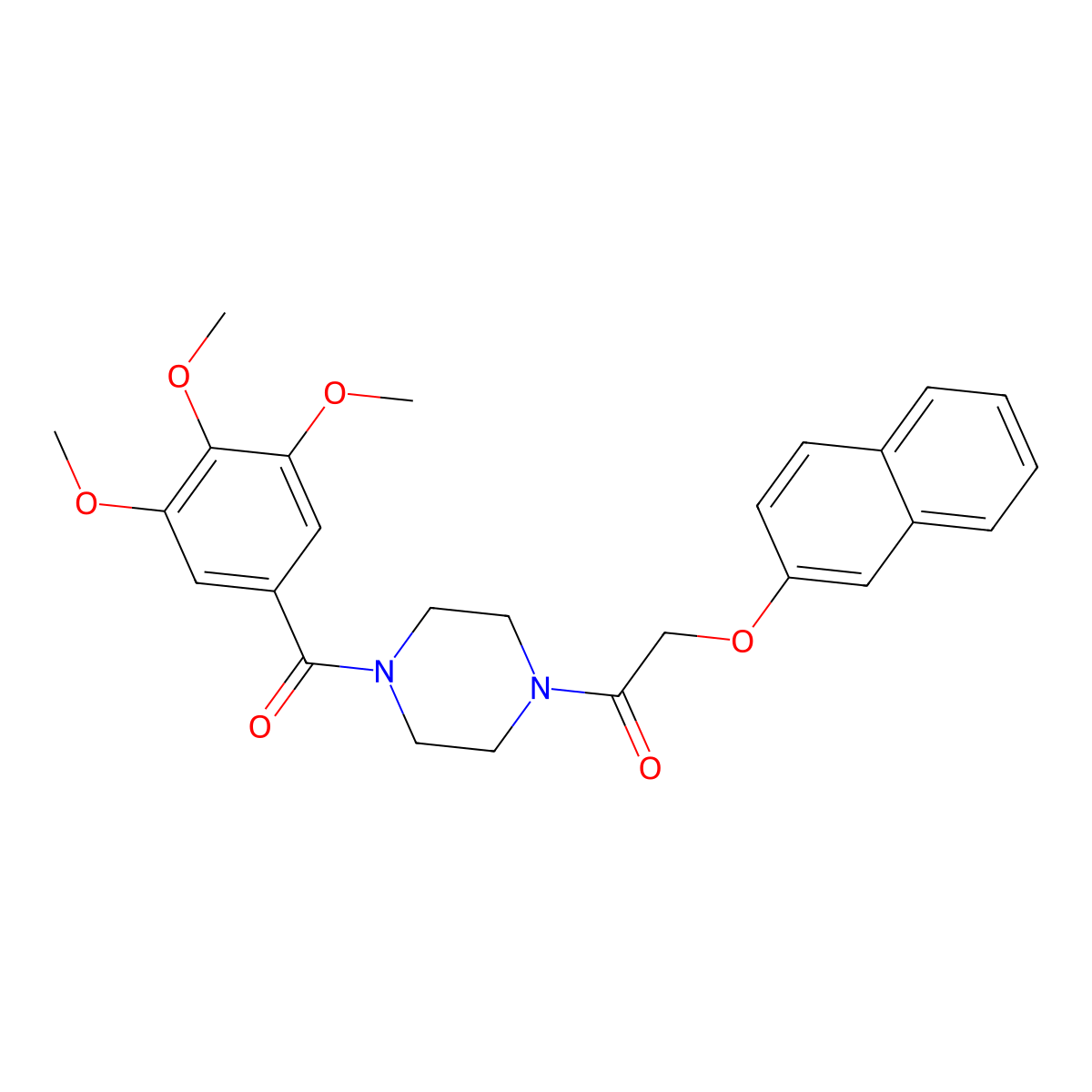 1-[(2-Naphthyloxy)acetyl]-4-(3,4,5-trimethoxybenzoyl)piperazine molecular structure, CAS 333757-68-9