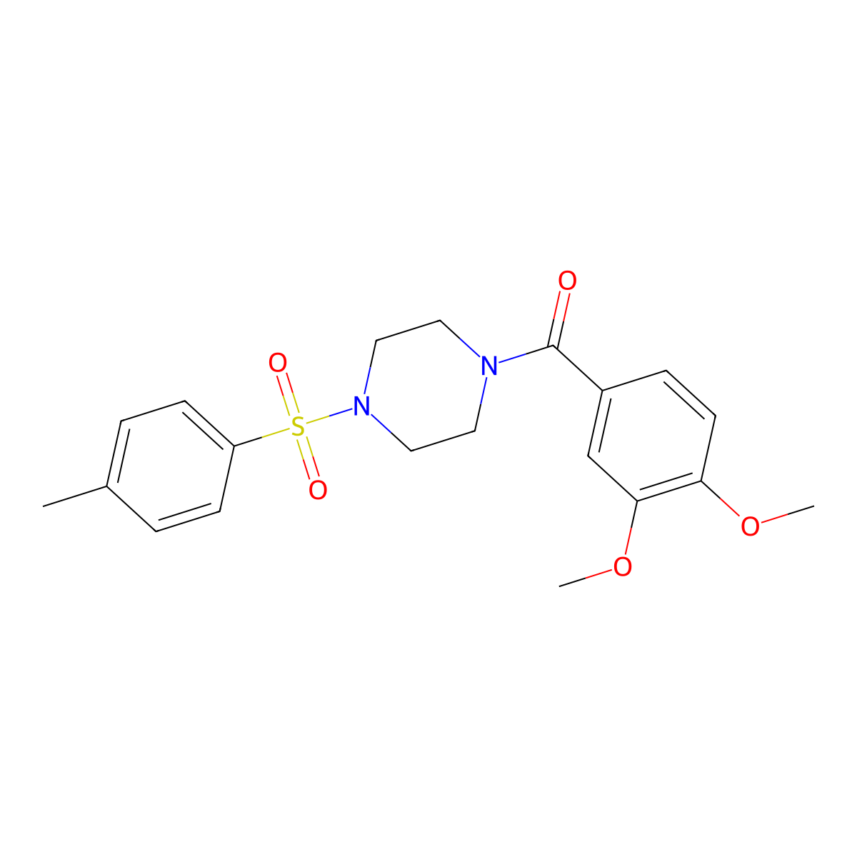 (3,4-Dimethoxy-phenyl)-[4-(toluene-4-sulfonyl)-piperazin-1-yl]-methanone molecular structure, CAS 333757-69-0