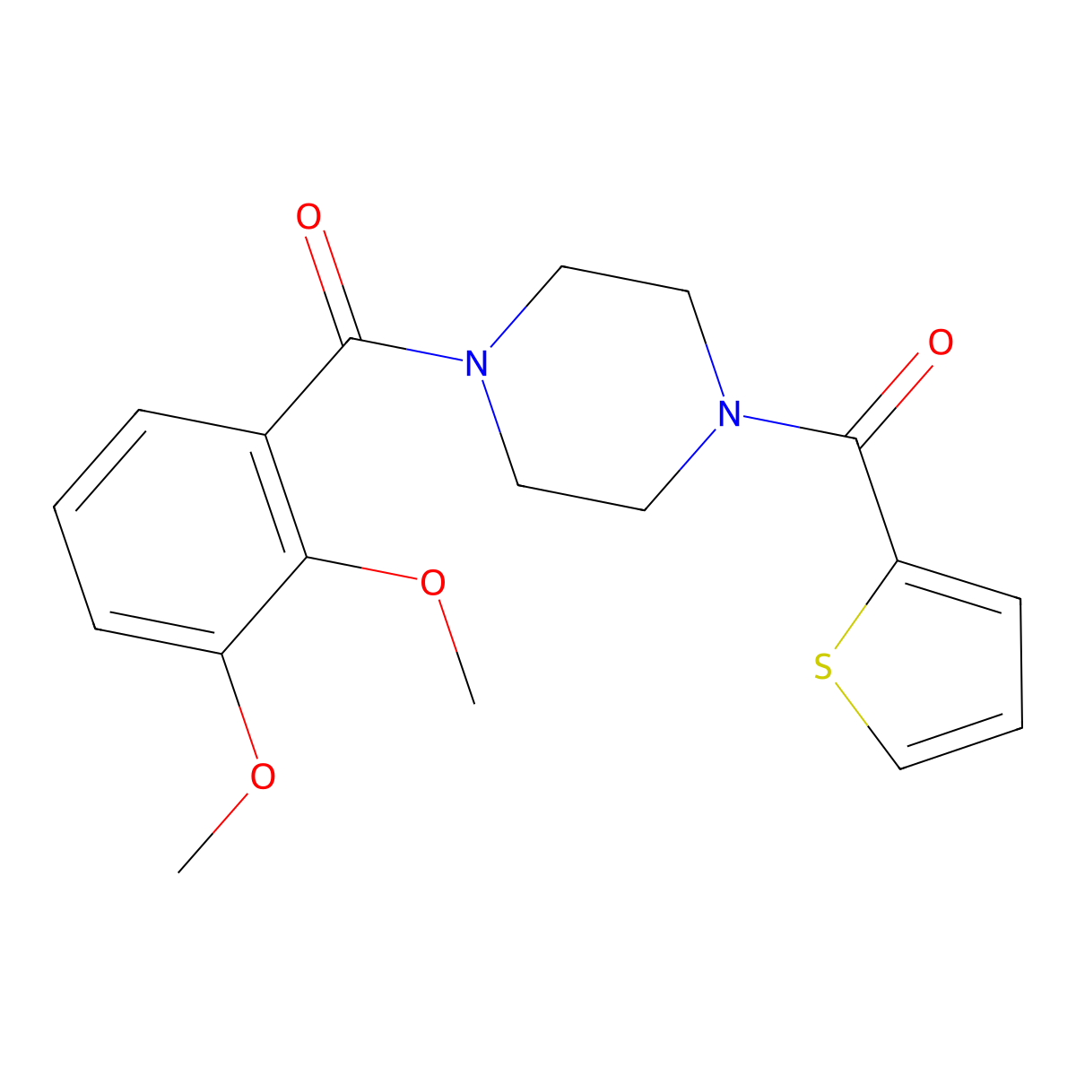 1-(2,3-Dimethoxybenzoyl)-4-(2-thienylcarbonyl)piperazine molecular structure, CAS 333757-71-4