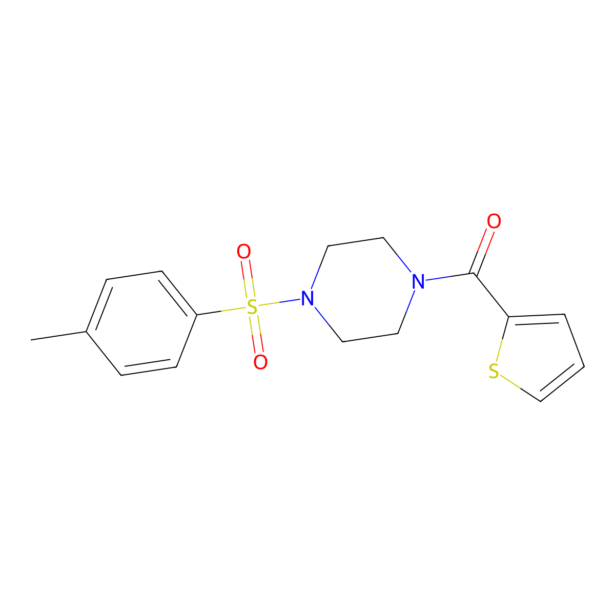 Thiophen-2-yl-[4-(toluene-4-sulfonyl)-piperazin-1-yl]-methanone molecular structure, CAS 333757-73-6