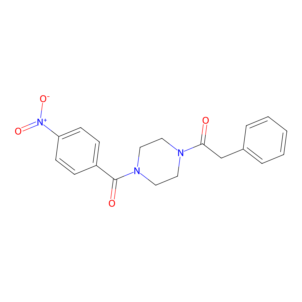 1-{4-[(4-Nitrophenyl)carbonyl]piperazin-1-yl}-2-phenylethanone molecular structure, CAS 333757-77-0