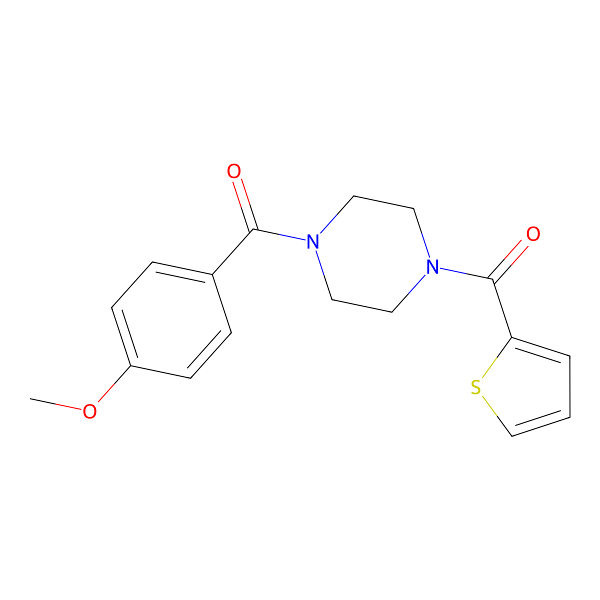 (4-Methoxyphenyl)-[4-(thiophene-2-carbonyl)piperazin-1-yl]methanone molecular structure, CAS 333757-78-1