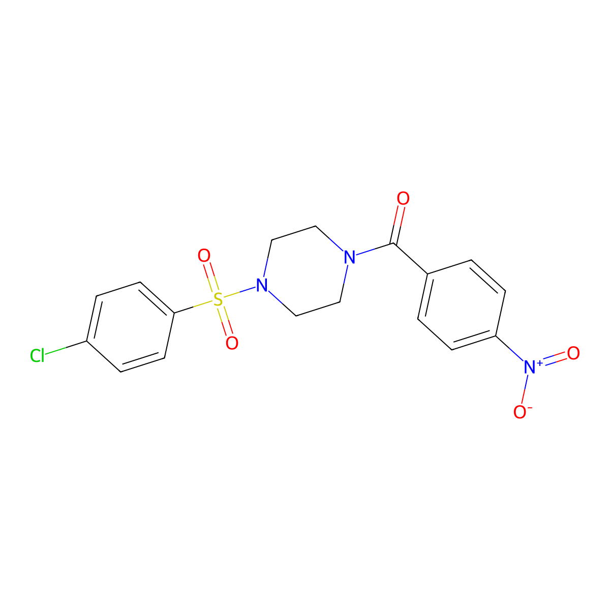 {4-[(4-Chlorophenyl)sulfonyl]piperazin-1-yl}(4-nitrophenyl)methanone molecular structure, CAS 333757-85-0