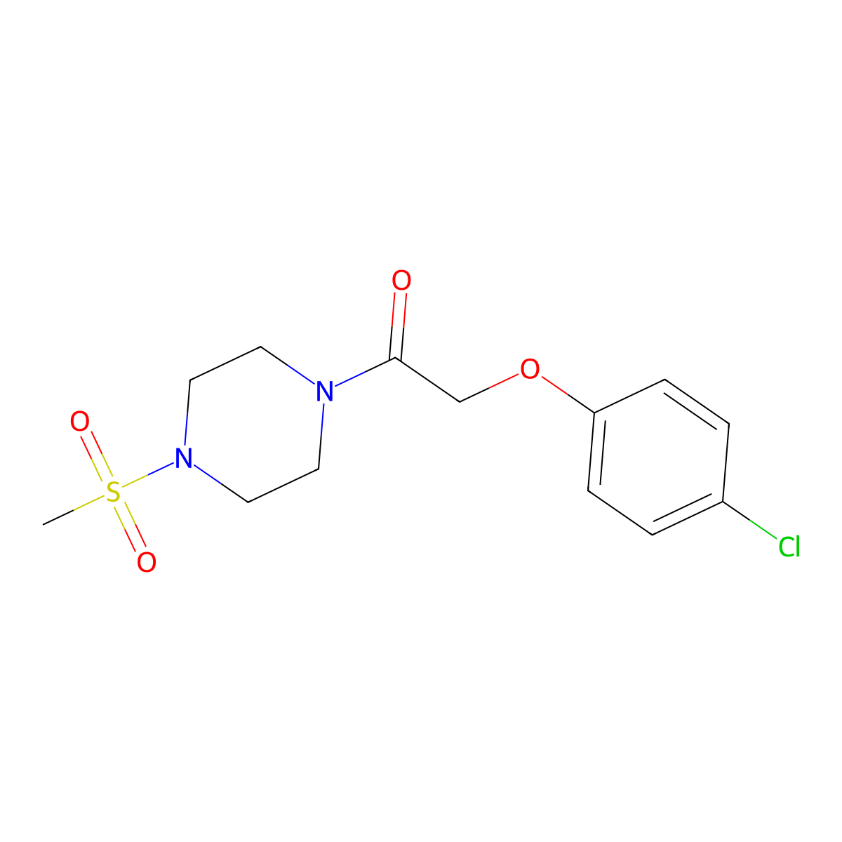 2-(4-Chlorophenoxy)-1-(4-methylsulfonylpiperazin-1-yl)ethanone molecular structure, CAS 333757-86-1