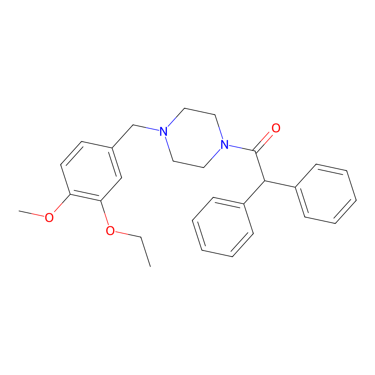 1-[4-(3-Ethoxy-4-methoxybenzyl)piperazin-1-yl]-2,2-diphenylethanone molecular structure, CAS 333758-00-2