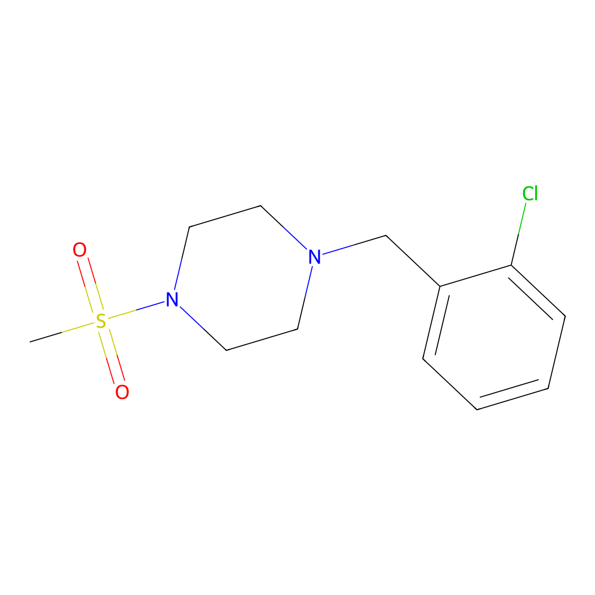 1-(2-Chlorobenzyl)-4-(methylsulfonyl)piperazine molecular structure, CAS 333758-02-4