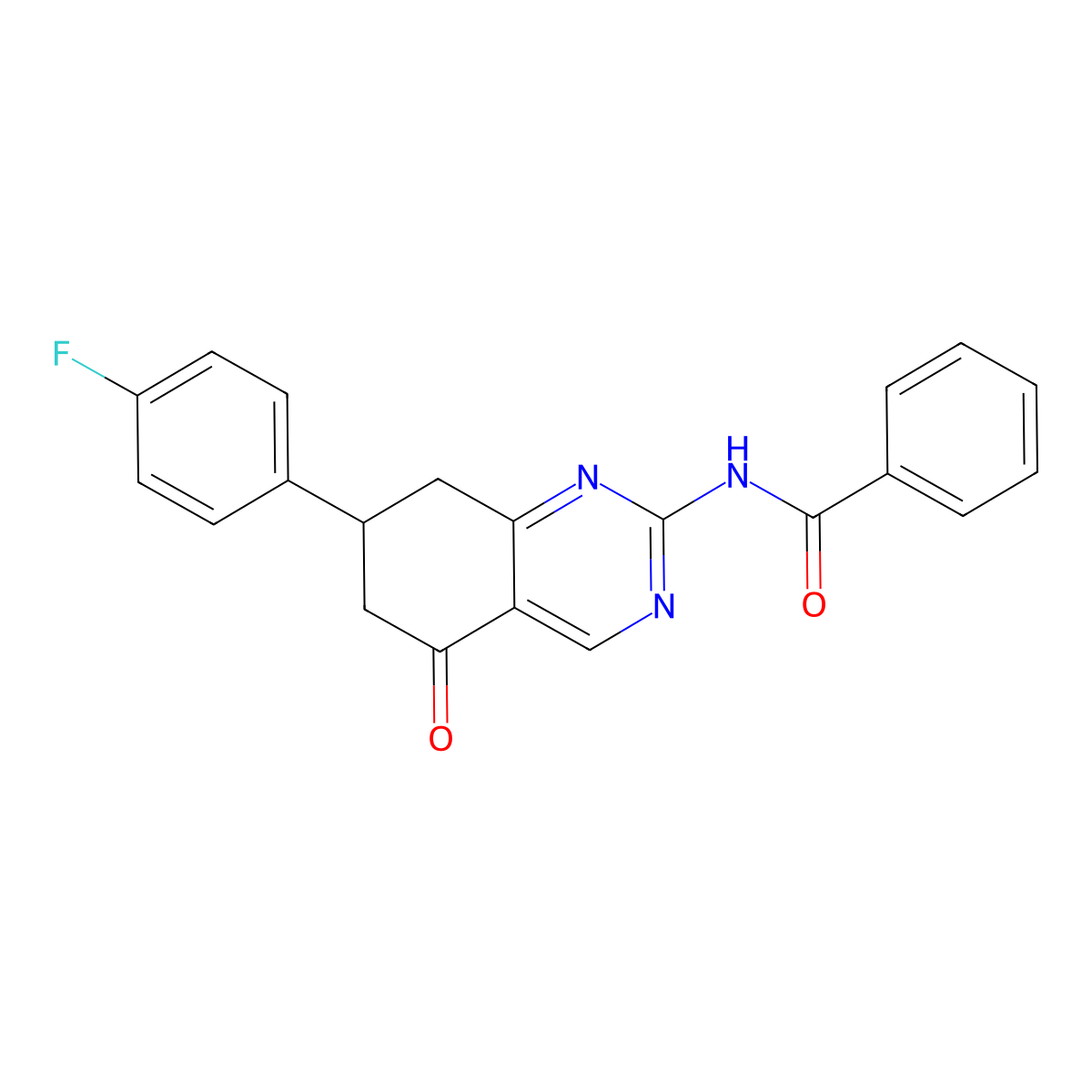 N-[7-(4-fluorophenyl)-5-oxo-5,6,7,8-tetrahydroquinazolin-2-yl]benzamide molecular structure, CAS 333758-36-4