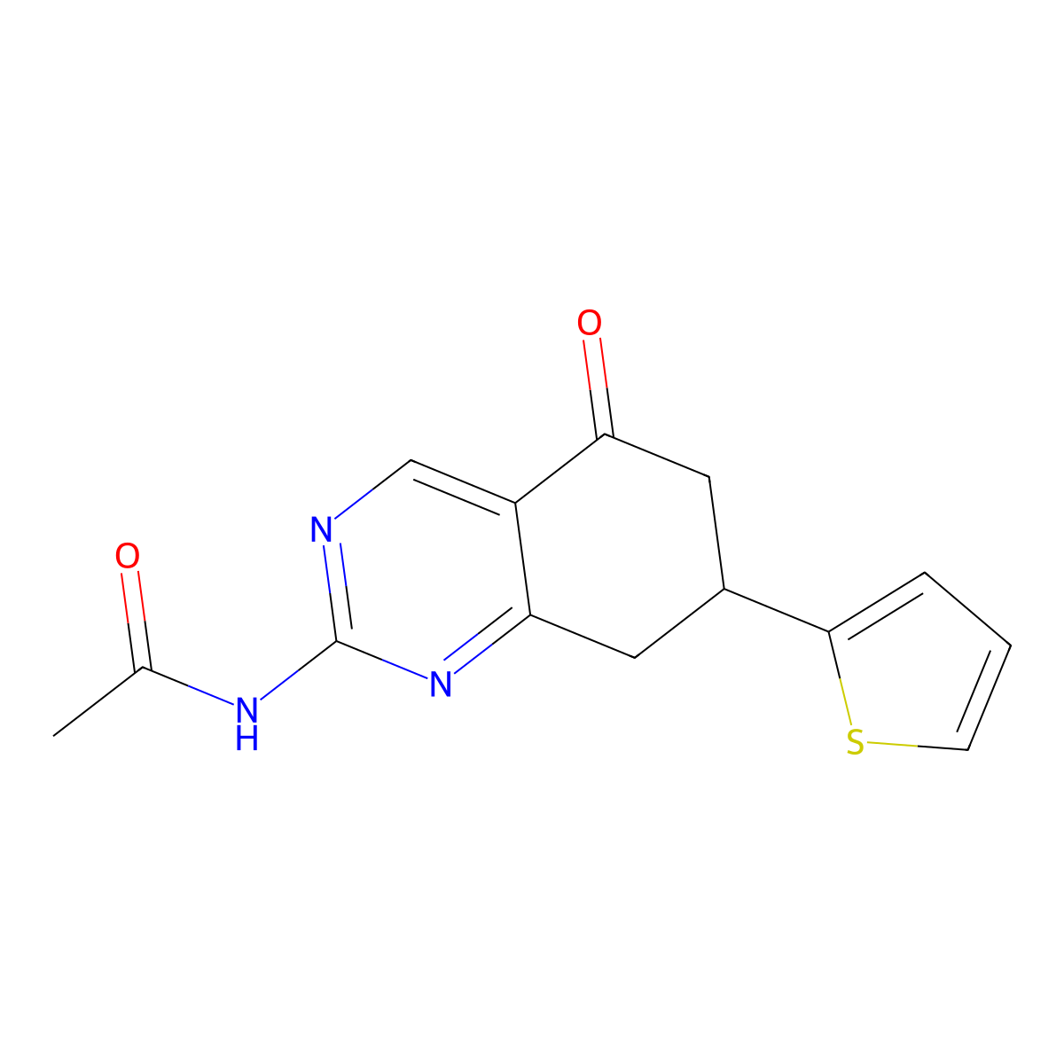 N-(5-oxo-7-thiophen-2-yl-7,8-dihydro-6H-quinazolin-2-yl)acetamide molecular structure, CAS 333758-37-5