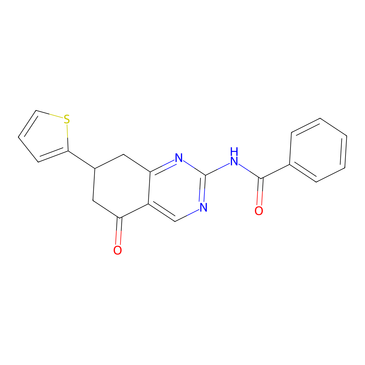 N-[5-oxo-7-(thiophen-2-yl)-5,6,7,8-tetrahydroquinazolin-2-yl]benzamide molecular structure, CAS 333758-38-6