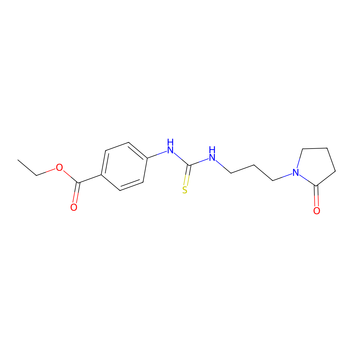Ethyl 4-({[3-(2-oxopyrrolidin-1-yl)propyl]carbamothioyl}amino)benzoate molecular structure, CAS 333758-54-6