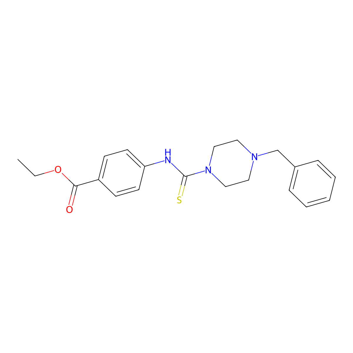 4-[(4-Benzyl-piperazine-1-carbothioyl)-amino]-benzoic acid ethyl ester molecular structure, CAS 333758-55-7