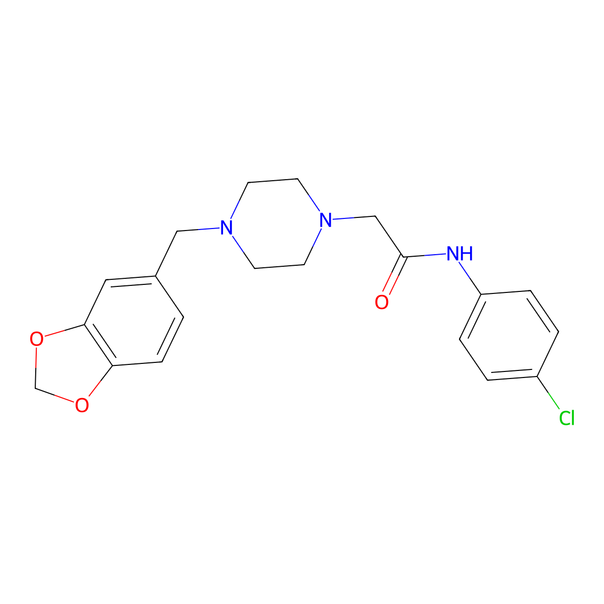2-[4-(1,3-benzodioxol-5-ylmethyl)piperazin-1-yl]-N-(4-chlorophenyl)acetamide molecular structure, CAS 333758-61-5