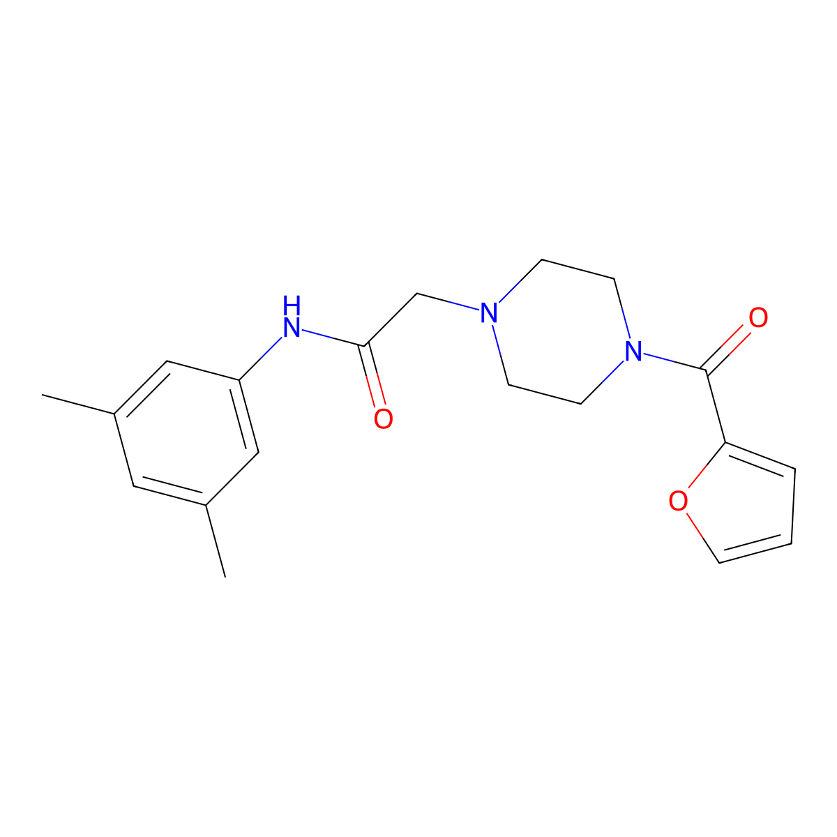 N-(3,5-dimethylphenyl)-2-[4-(furan-2-carbonyl)piperazin-1-yl]acetamide molecular structure, CAS 333758-64-8