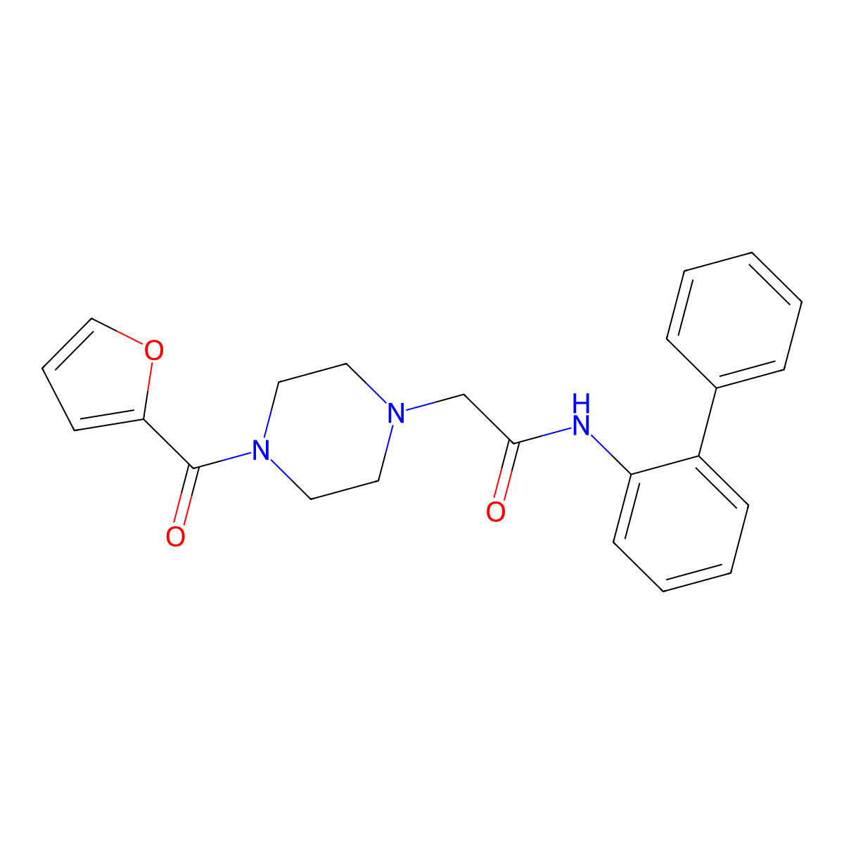 N-(biphenyl-2-yl)-2-[4-(furan-2-ylcarbonyl)piperazin-1-yl]acetamide molecular structure, CAS 333758-73-9