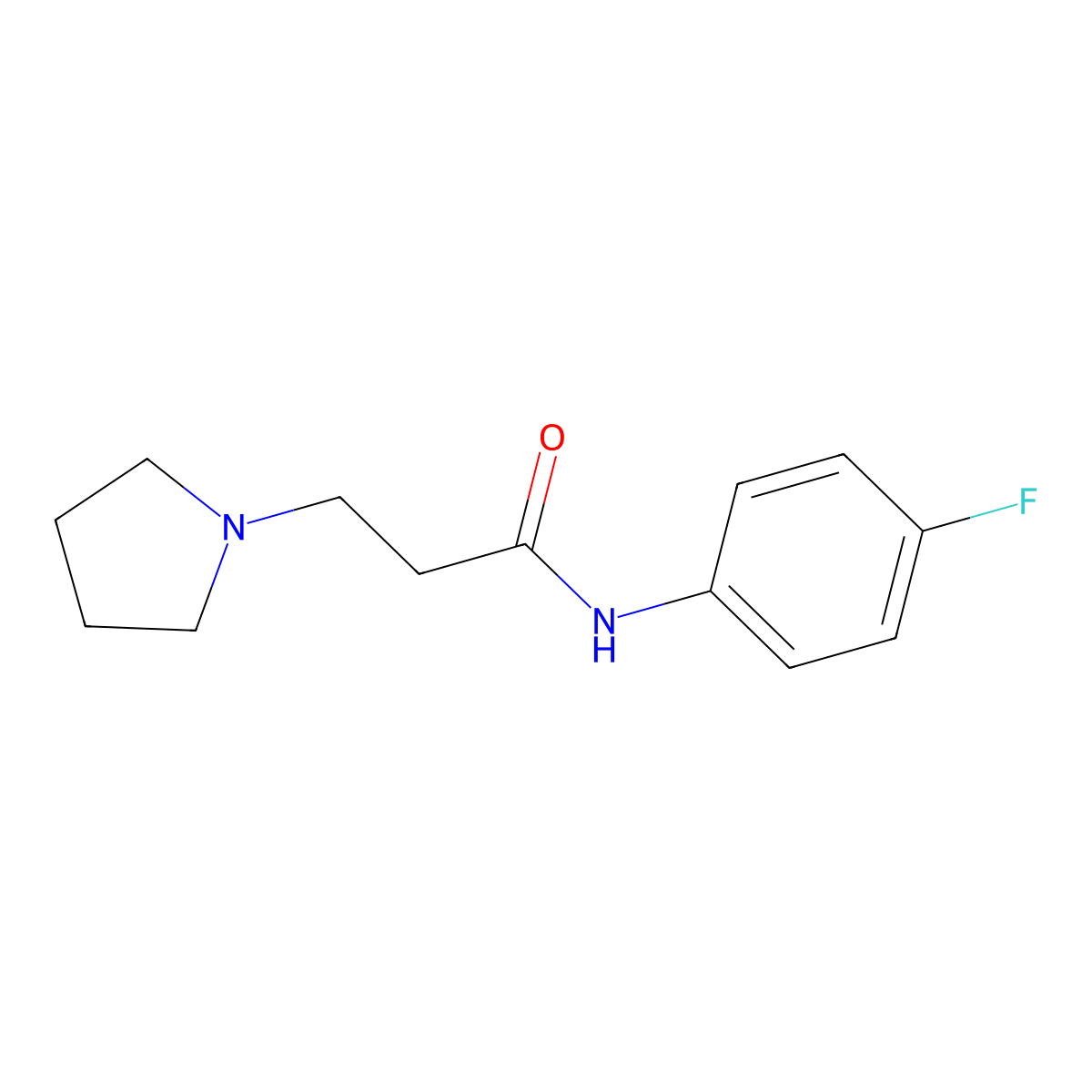 N-(4-fluorophenyl)-3-pyrrolidin-1-ylpropanamide molecular structure, CAS 333758-79-5