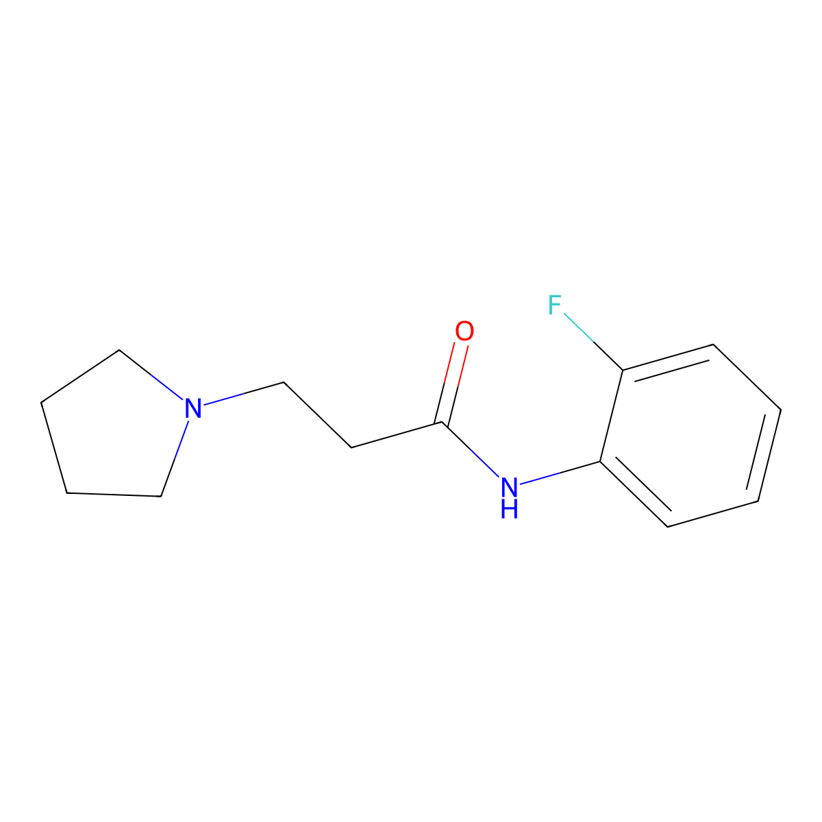N-(2-fluorophenyl)-3-pyrrolidin-1-ylpropanamide molecular structure, CAS 333758-88-6